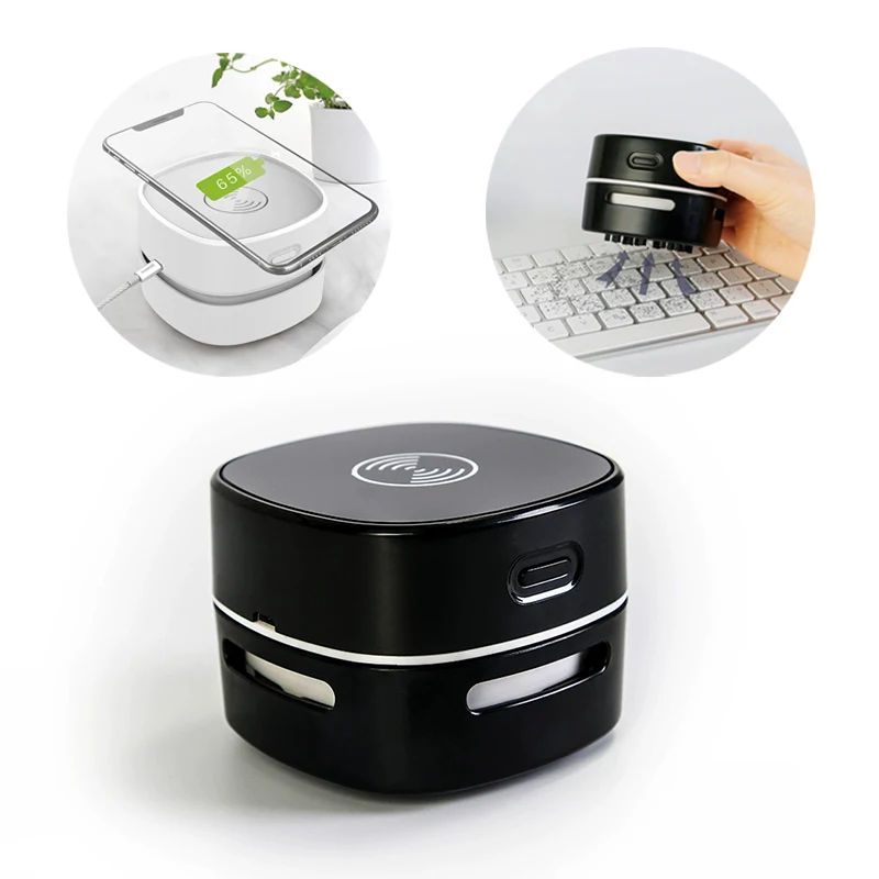 Mini Desktop Vacuum Cleaner with Wireless Charger 1
