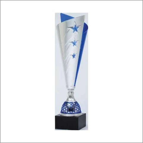 Blue/Silver Cup On Black Marble Base 1
