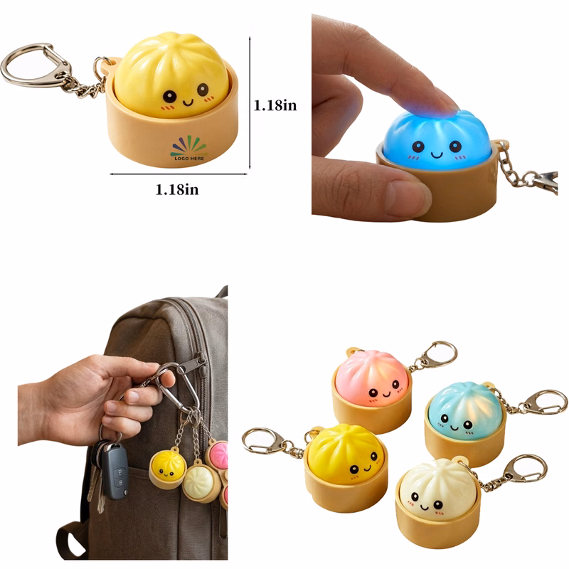 Press Light-Up Bun Shaped Keychain