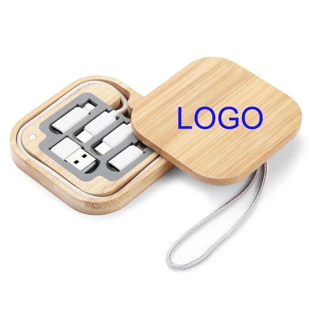 Bamboo Square Charging Cable / Accessory Kit 1