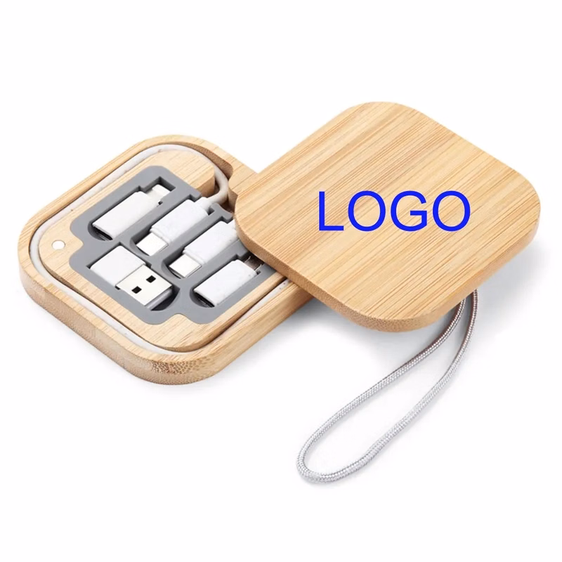 Bamboo Square Charging Cable / Accessory Kit