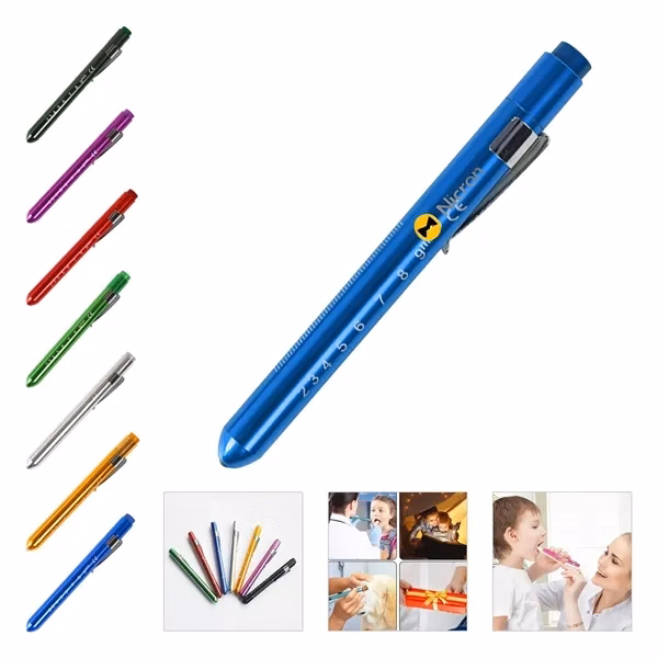 Custom Anodized Aluminum Medical Penlight with Pupil Gauge — Professional Healthcare Tool