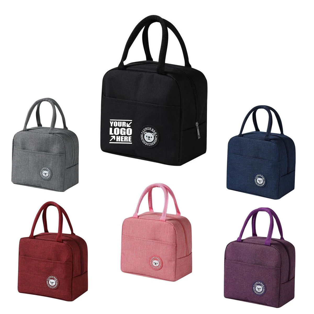 Portable Bear Insulated Lunch Bag Oxford Cloth Bento Bag 1