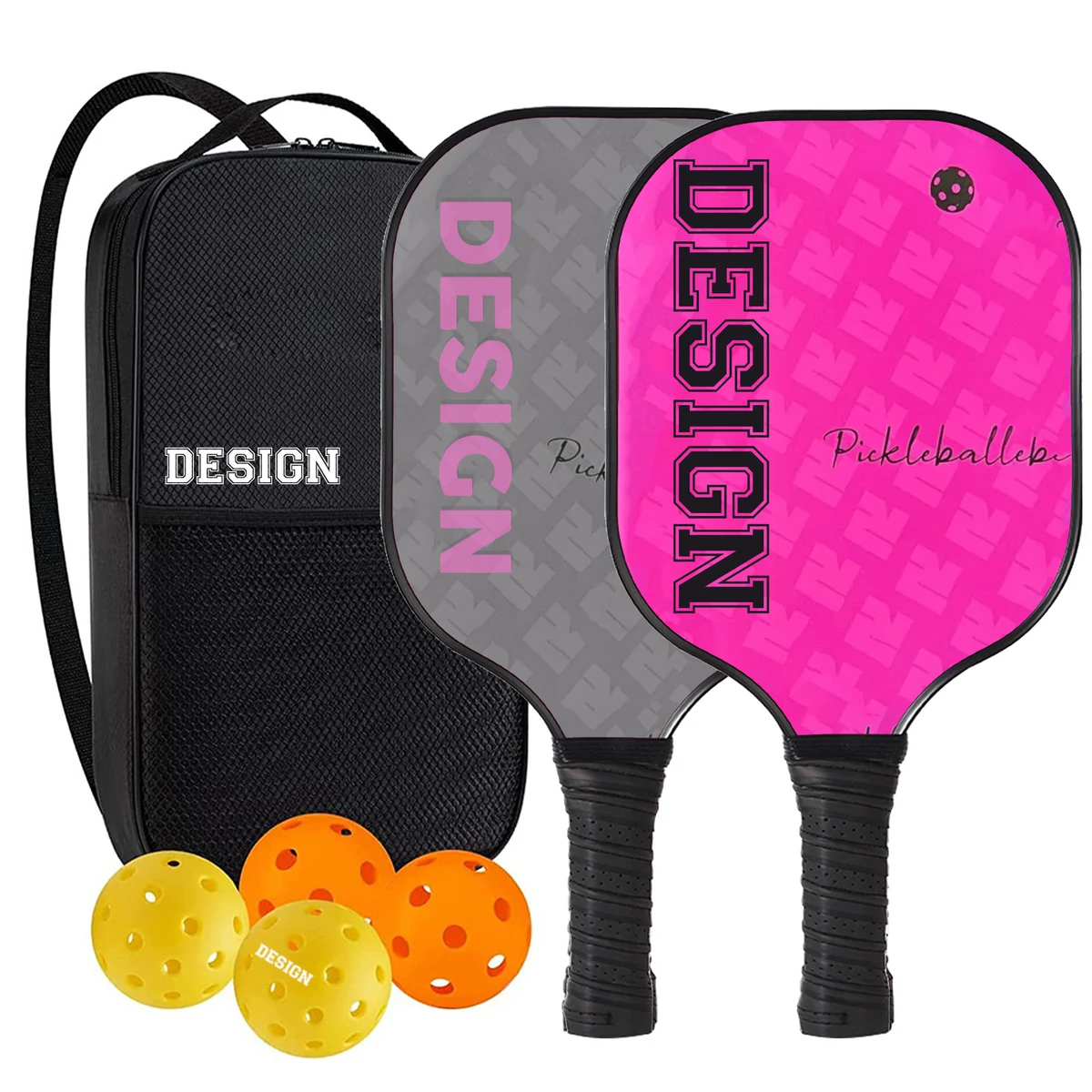 Fiberglass Pickleball Set 2 Paddles 4 Balls Bag 1