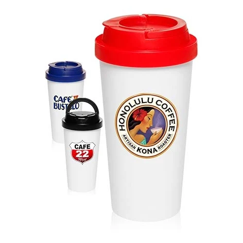 16 oz Top Handle Plastic Double Wall Tumbler 1