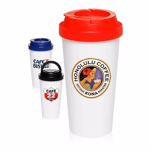 16 oz Top Handle Plastic Double Wall Tumbler