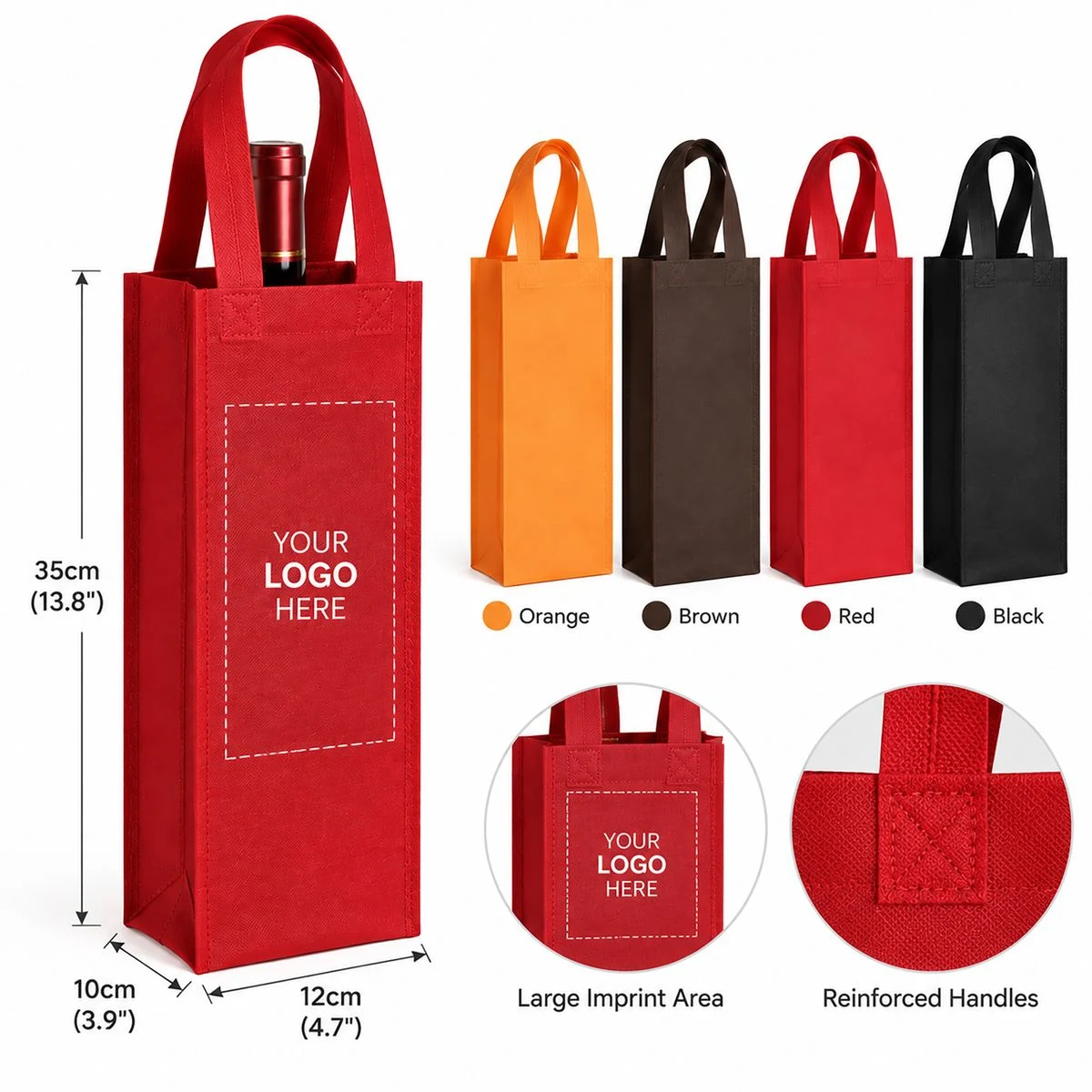 Reusable Non-Woven Single Bottle Wine Tote 1