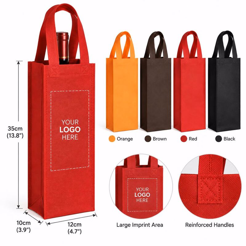 Reusable Non-Woven Single Bottle Wine Tote