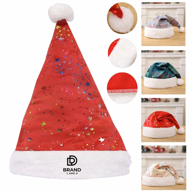 Felt Christmas Ornament and Super Soft Gold Colored Stars Adult Hat