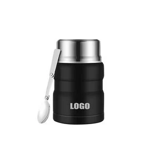 500ml Double Wall Insulation Food Mug With Foldable Spoon 1