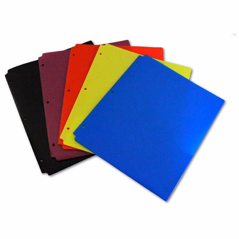 Plastic 2 Pocket Folders - Assorted Colors 3 Hole Punched