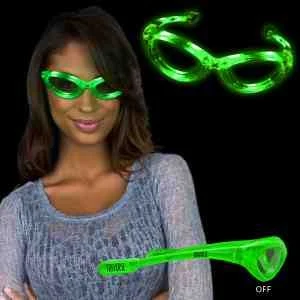 Green Light Up Glow Flashing LED Glasses 1