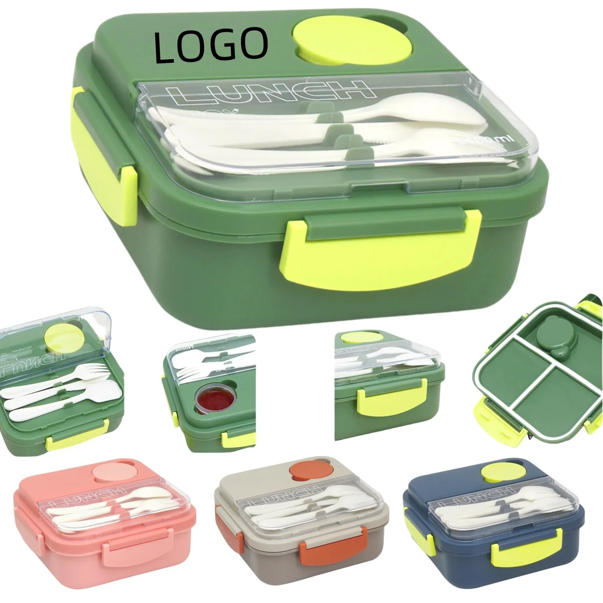 Square Portable Compartment Lunch Box 1