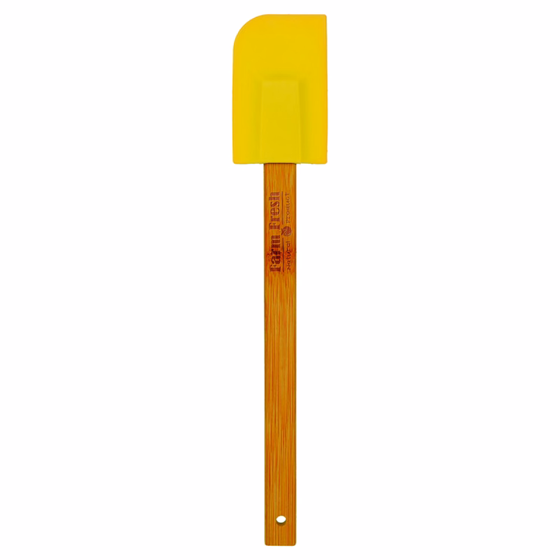 11" Yellow Silicone Spatula w/ Bamboo Handle