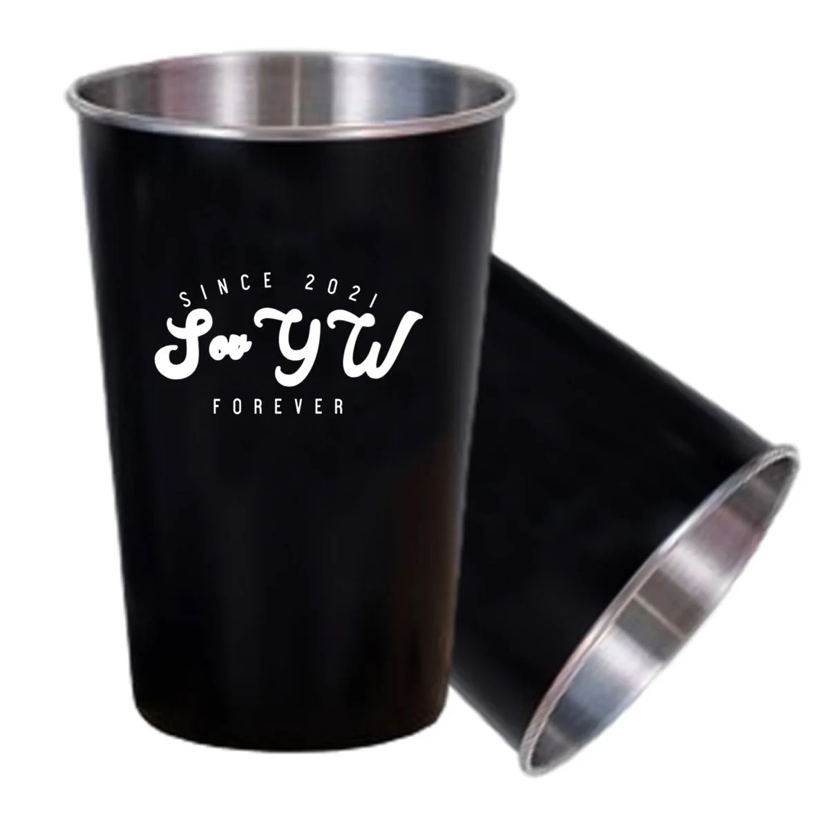 16 Oz. Black Stainless Steel Shatterproof Pint Glass 1