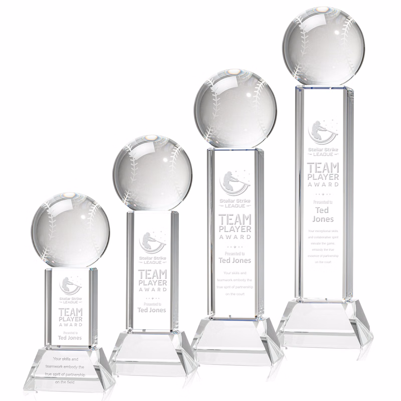 Baseball Award on Stowe Base - Clear