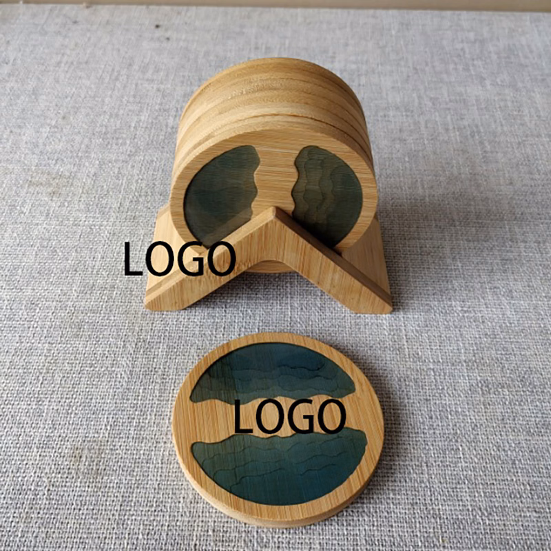 Eco-Friendly Bamboo Coaster Set with Stand