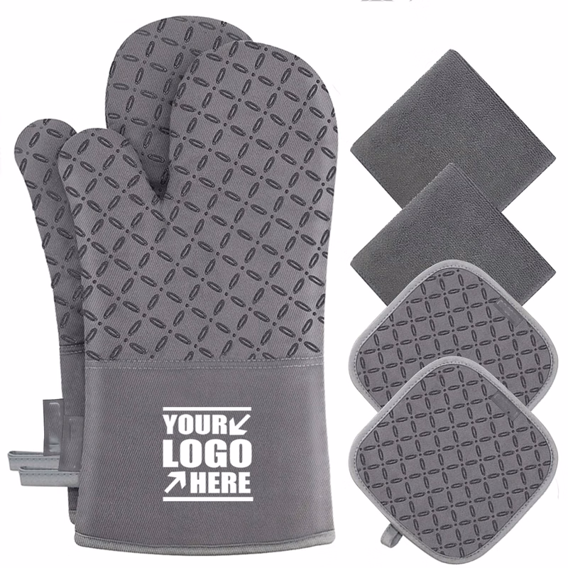6Pcs Oven Mitts And Pot Holders With Non-Slip Silicone