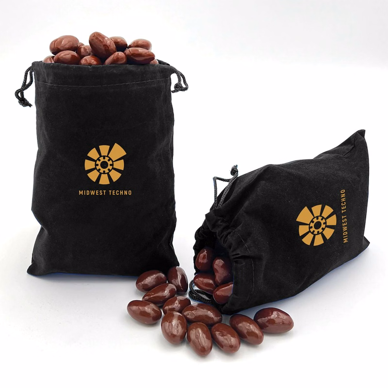 Chocolate Covered Almonds in Black Velour Gift Bag