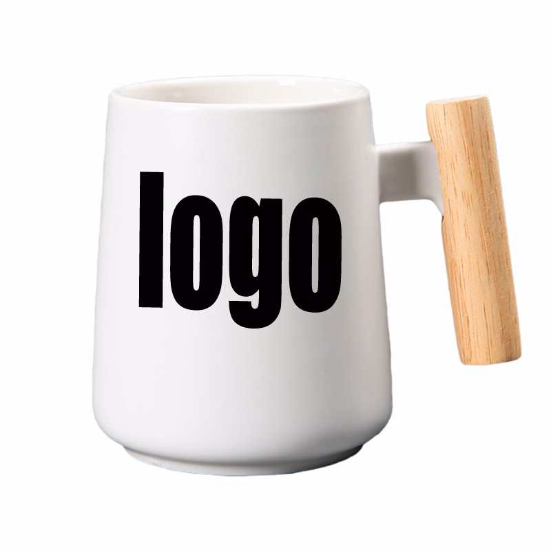 16oz Large Capacity Wooden Handle Ceramic Mug