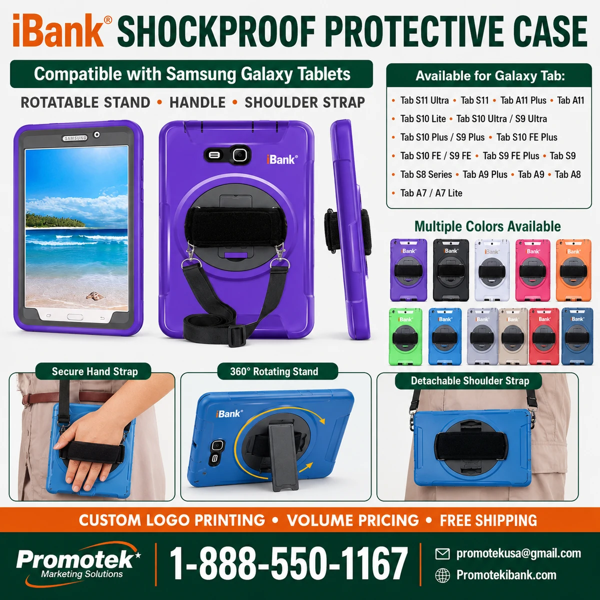 iBank ® Shockproof Protective Case for Samsung Galaxy Tablet with Stand, Handle, Shoulder strap 1