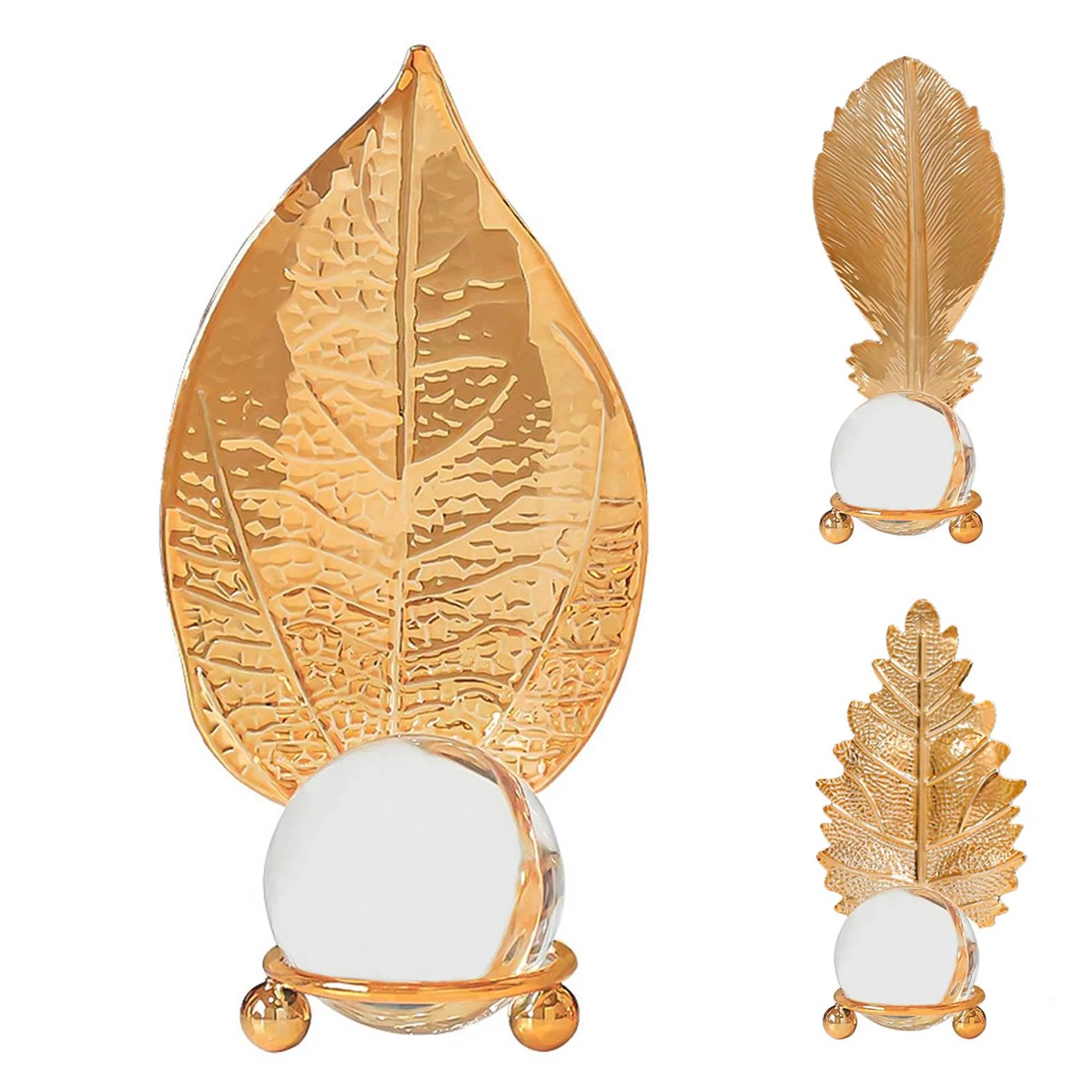 Iron Leaf and Crystal Ball Ornaments 1