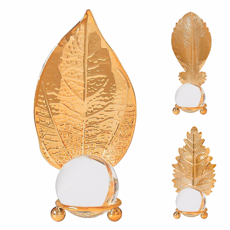 Iron Leaf and Crystal Ball Ornaments