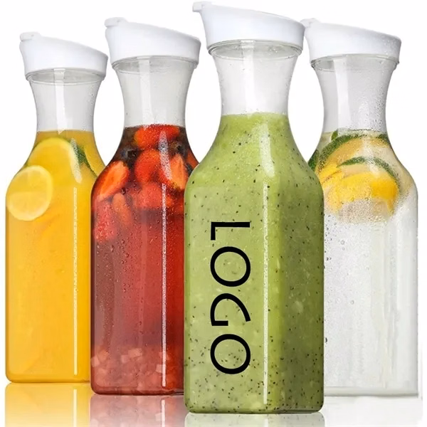 Clear Plastic Water Pitchers with Lids for Commutes, Fitness and Travel