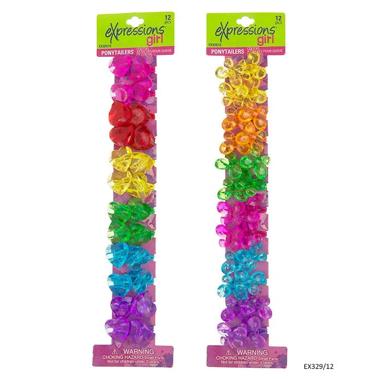 Twin Bead Ponytail Holders - Hearts & Butterflies 1