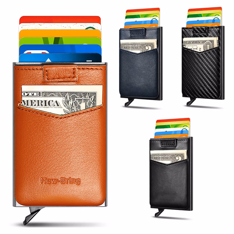 Leather Lining Rfid Blocking Credit Card Holder