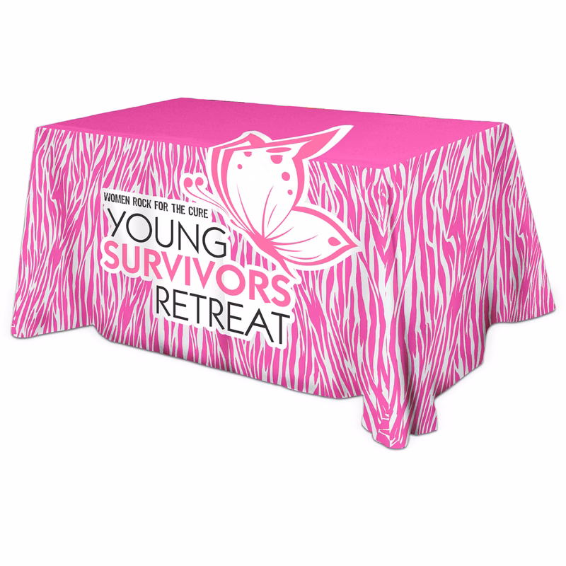 All Over Full Color Dye Sub Table Cover - flat poly 4-sided, fits 6' table