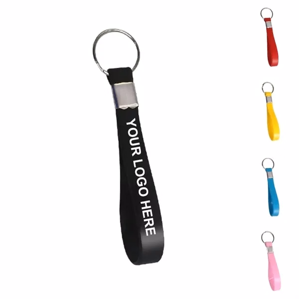 Custom Silicone Wristband Keychain with Metal Ring 4.92 inches — Sports Event Gift