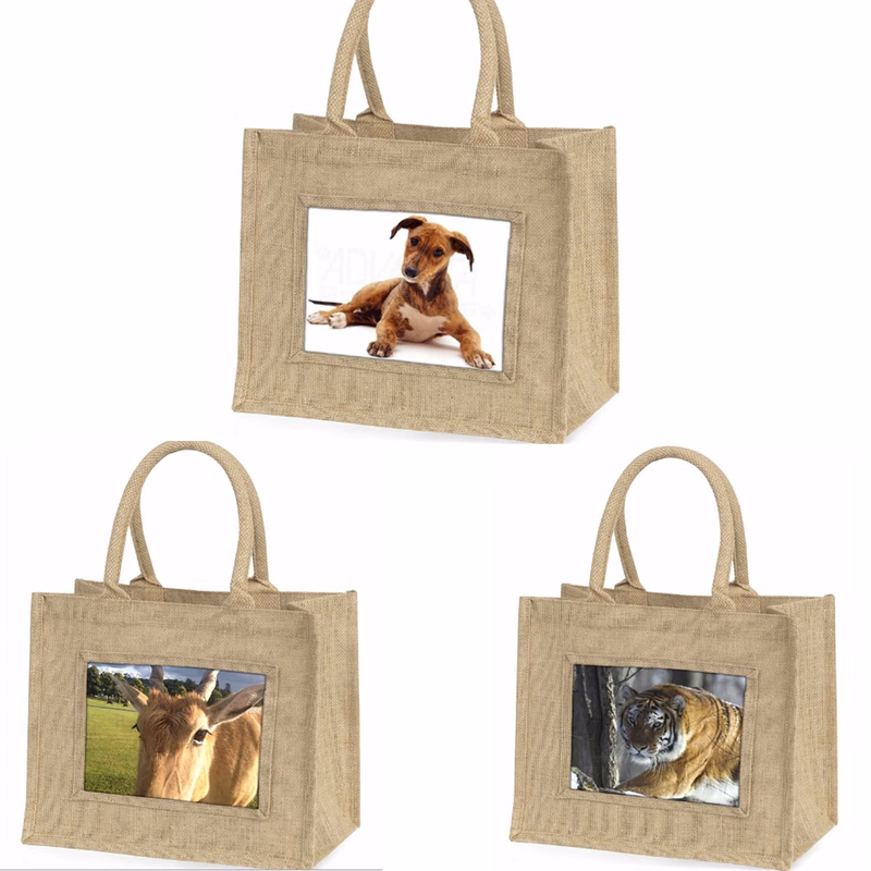 Customized Color Printing Logo Jute Sublimation Tote Bag