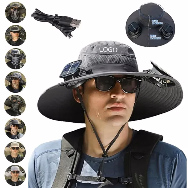 Wide Brim Solar Fan Hat with Sun Protection Cooling Hat