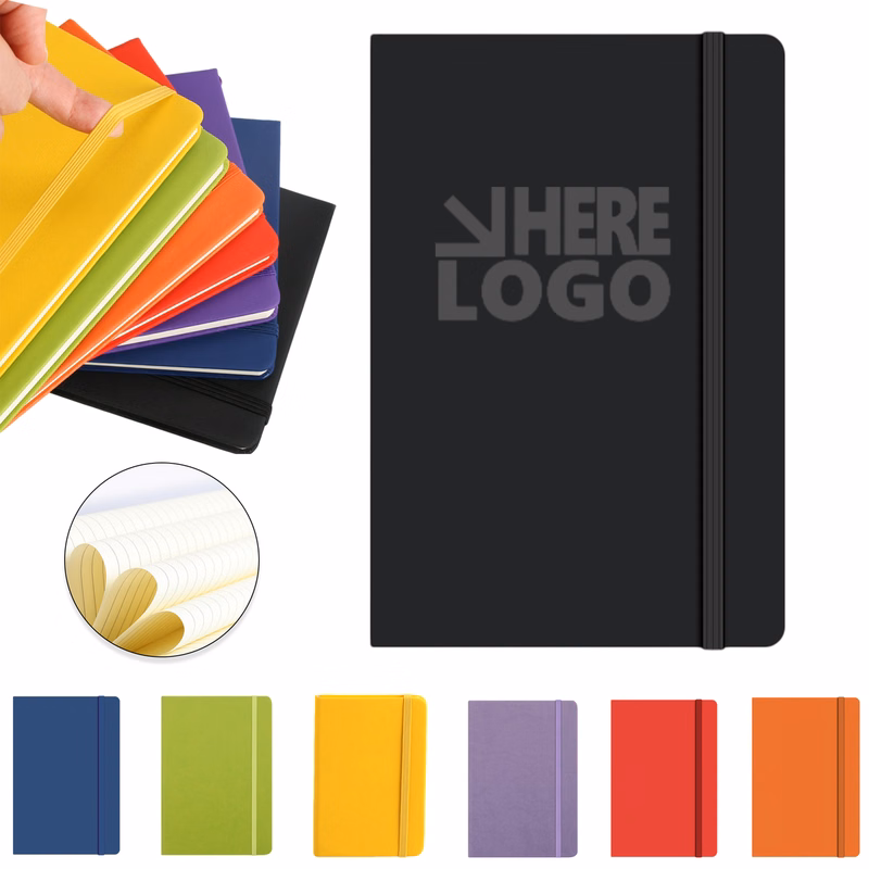 A5 PU Leather Hardcover Notebook With Elastic Closure Band