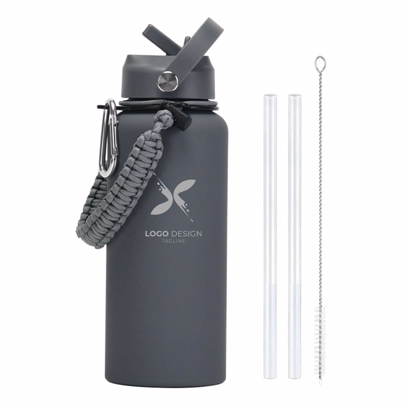 32oz Stainless Steel Insulated Bottle With Braided Rope Outdoor Sports Insulated