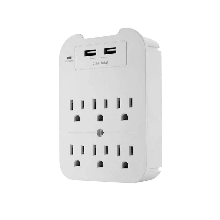 Surge Protectors - 6 Outlets 2 USB Ports White 1