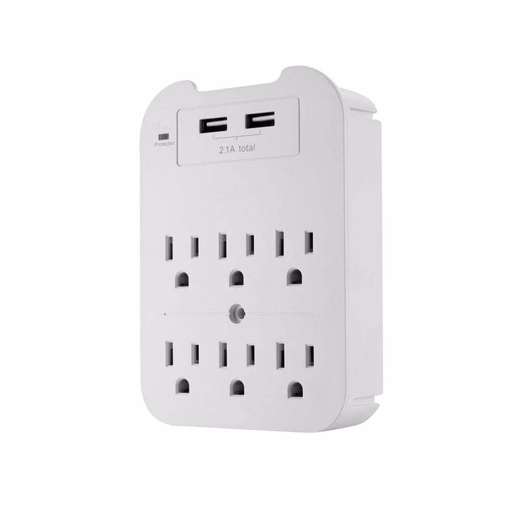 Surge Protectors - 6 Outlets 2 USB Ports White