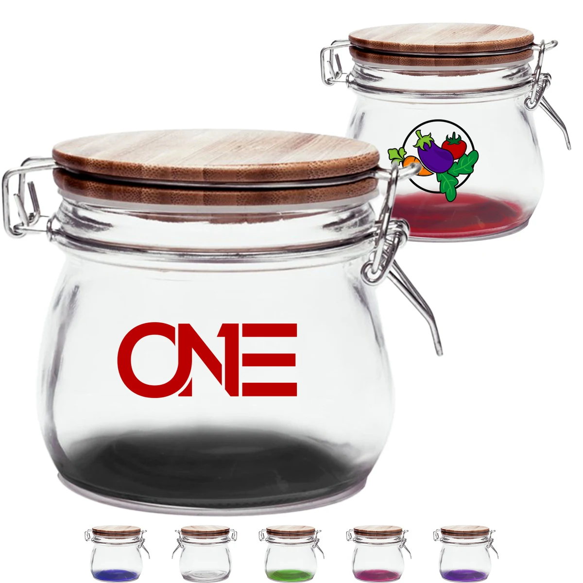 16 oz. Glass Candy Jars w/ Wire Wooden Lid 1