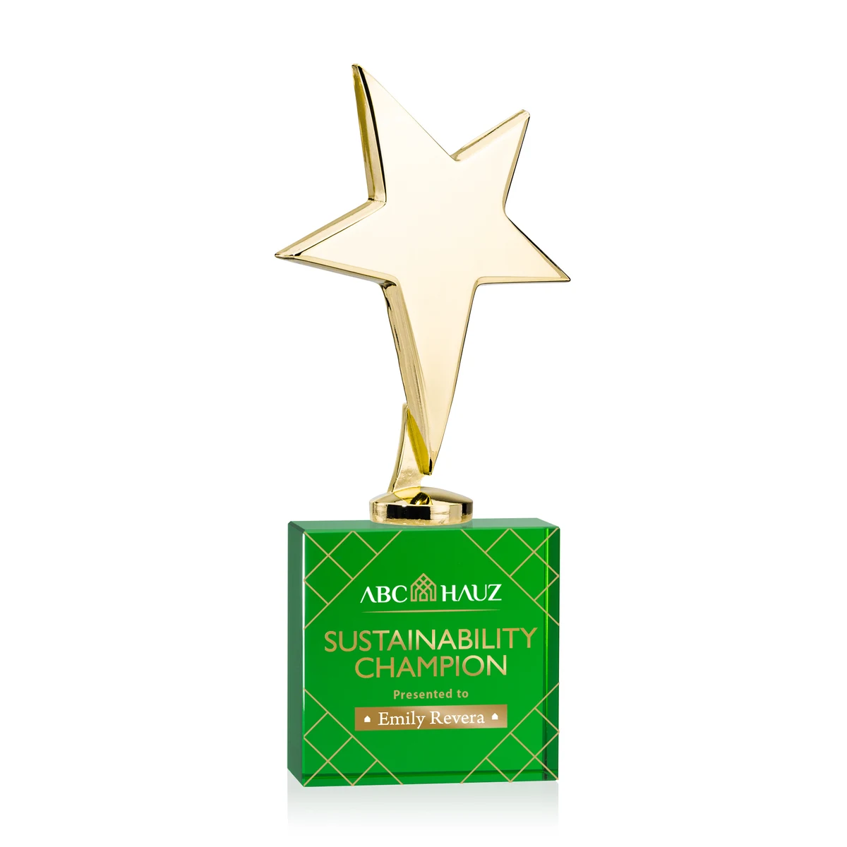 Tuscany Gold Star VividPrint™ Award on Woodlawn Base - Green 1