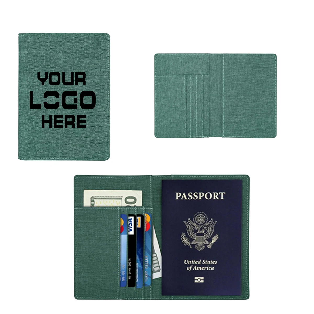 RFID Blocking Premium Canvas Leather Passport Holder Travel Wallet Cover Case 1
