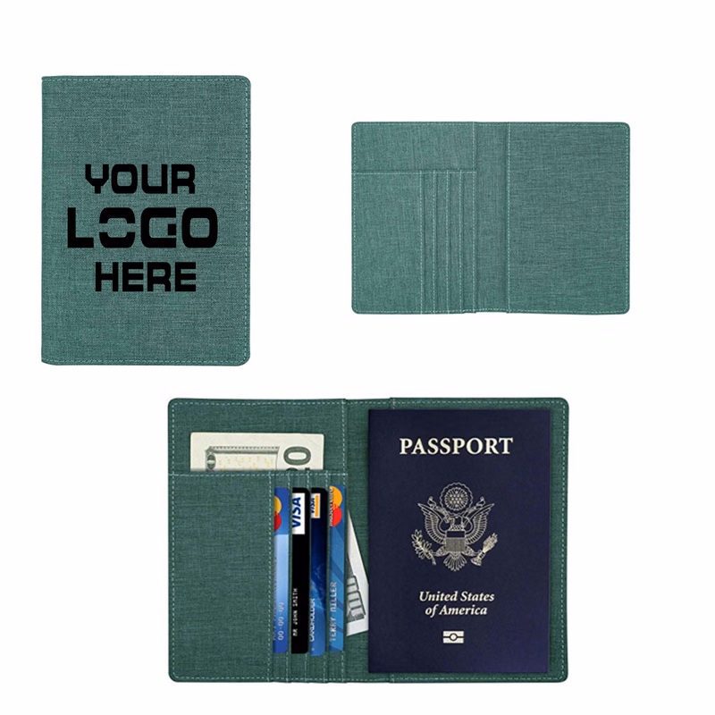 RFID Blocking Premium Canvas Leather Passport Holder Travel Wallet Cover Case