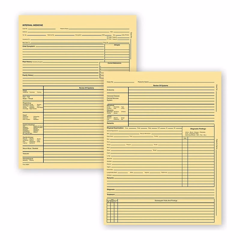 Internal Medicine Exam Records, 2 Page