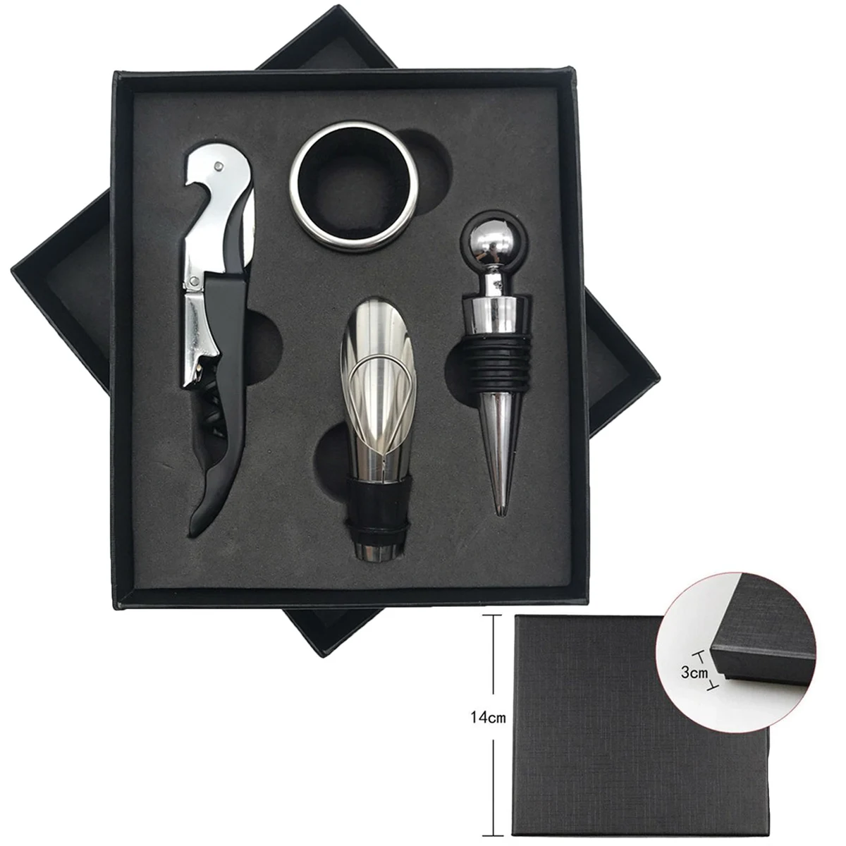 Wine Corkscrew Set 4 Pieces Stainless Steel Opener Multifunctional Tool 1