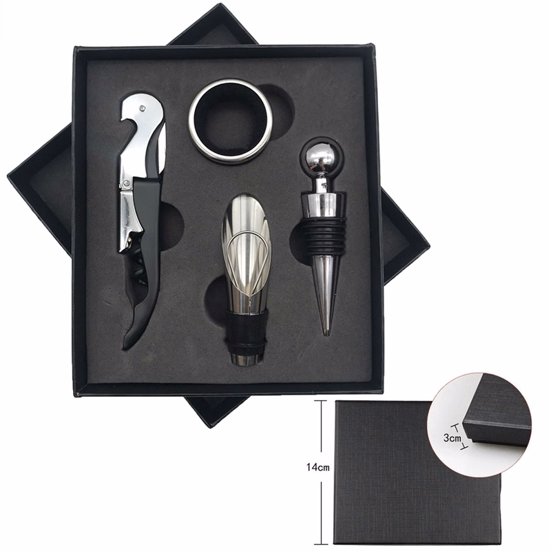 Wine Corkscrew Set 4 Pieces Stainless Steel Opener Multifunctional Tool