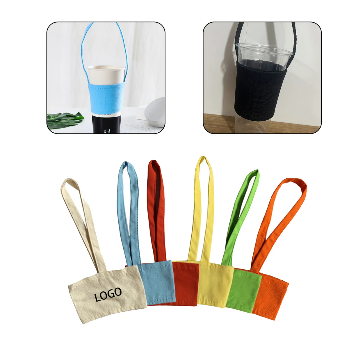 Canvas Drink Sleeve with Strap, custom tote bag with logo imprint 1