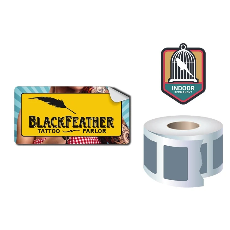 Roll Stickers / Decal - Indoor Permanent - 2x1 Rectangle Shape 1