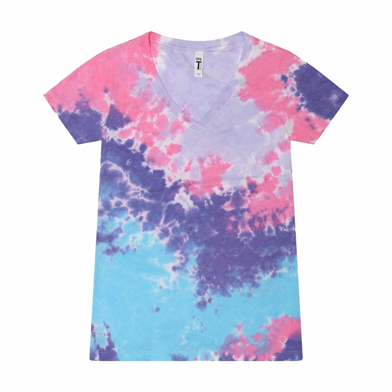 Women's Tie-Dyed V-Neck T-Shirt - 1075