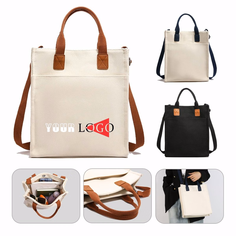 Natural Cotton Canvas Recycled Grocery Tote Shoulder Bag