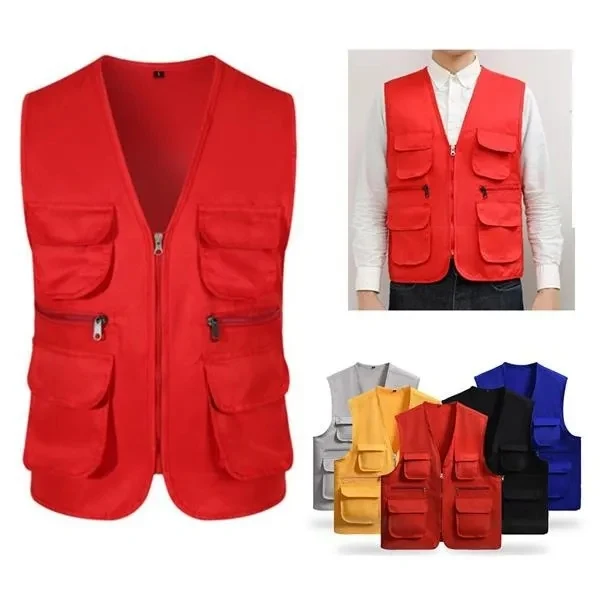 Multi-Pocket Vest Volunteer Activities Overall With Zipper 1
